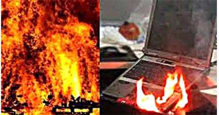 In Pakistan, a house caught fire after a laptop battery exploded